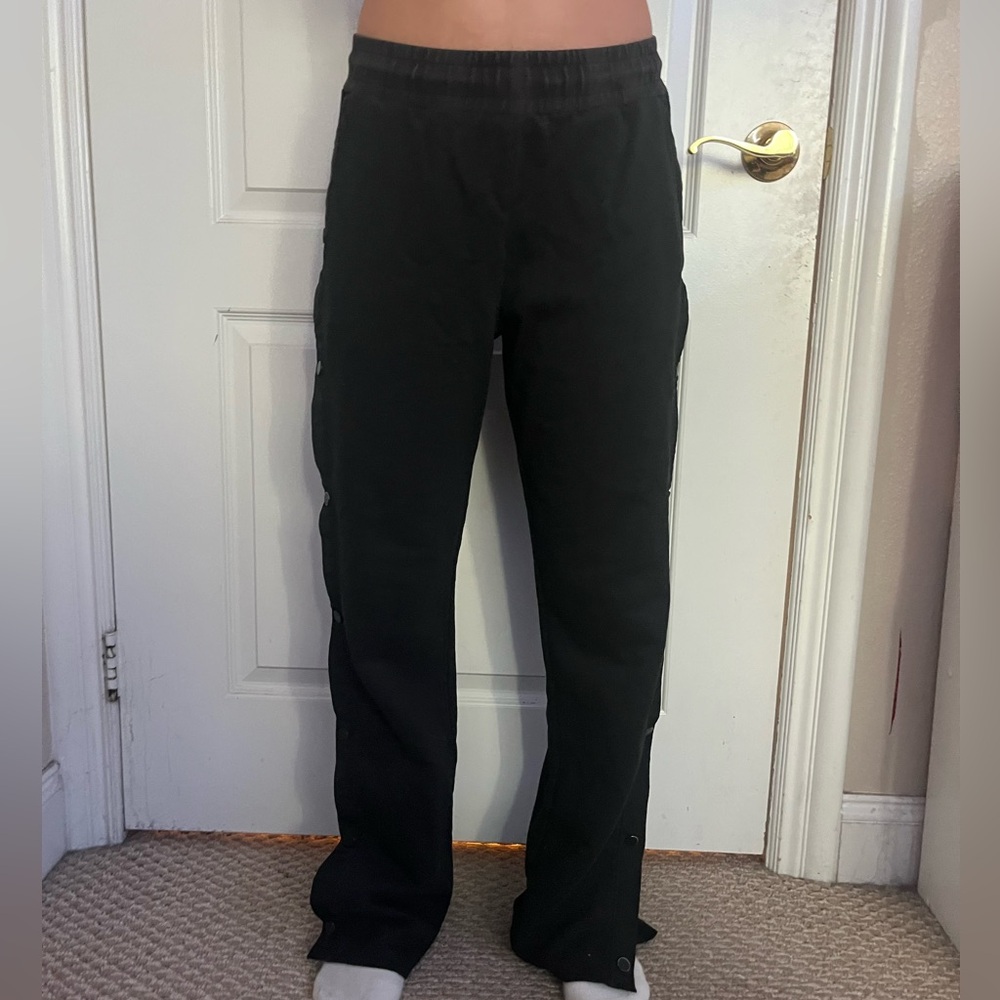 ALO Yoga Black Track Pants with Snap-Button Sides